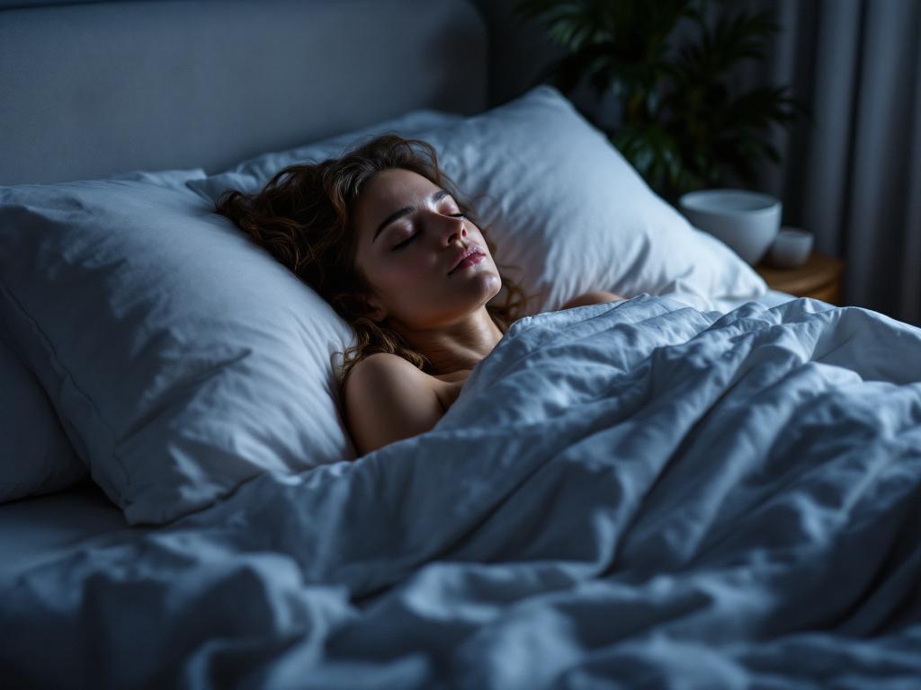 気持ちよさそうにベッドで眠る女性